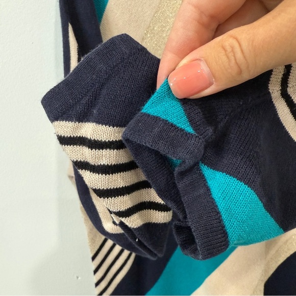 Tanjay Striped Teal and Beige Sweater - Picture 3 of 15